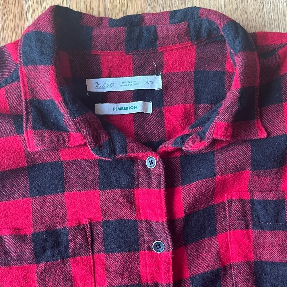 Woolrich Red and Black Plaid Flannel Shirt - Picture 2 of 5